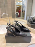 Black Leather Slingback Pumps