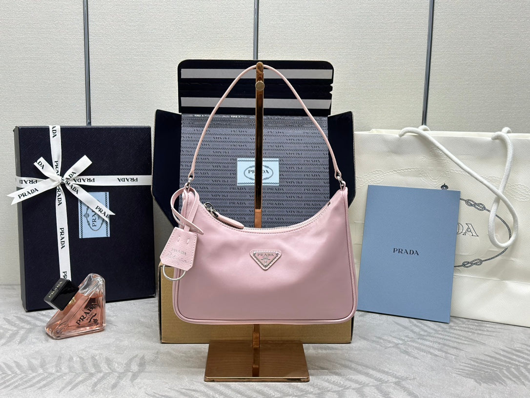 Soft Pink Shoulder Bag – Sleek Mini Hobo with Elegant Silhouette