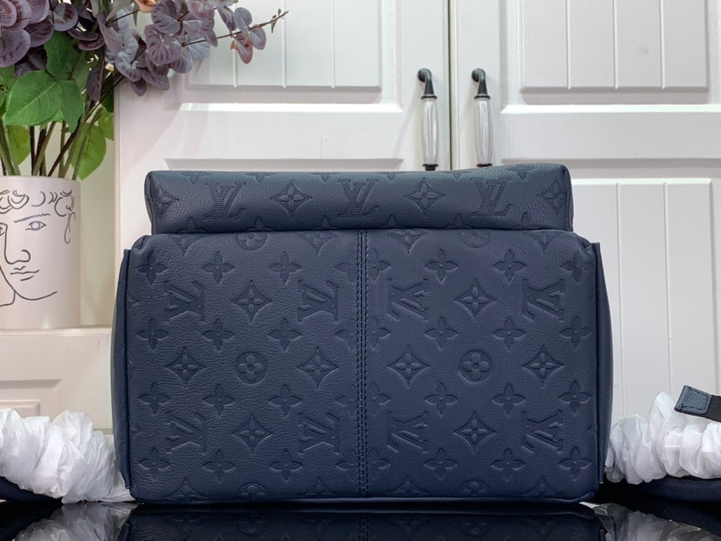 Midnight Blue Monogram Backpack – Premium Leather Travel & Everyday Bag